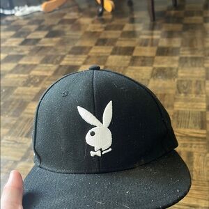 Black Playboy Bunny Logo Cap